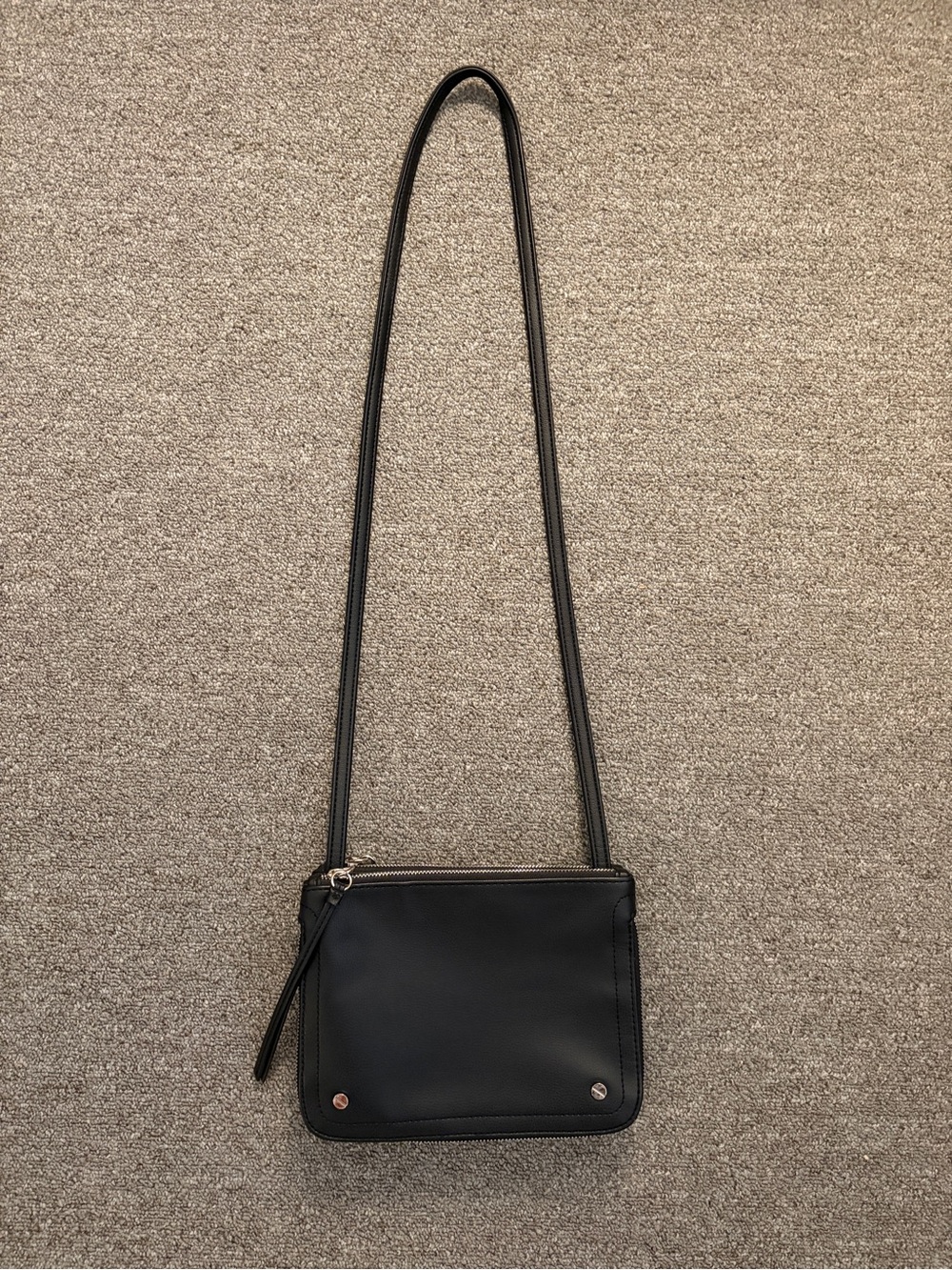 Express Black Crossbody Bag with Silver Accents